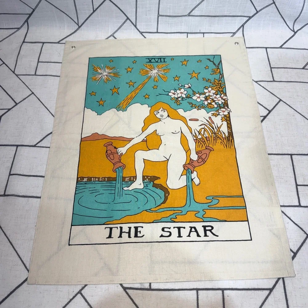Tarot Card Wall Hanging Set 22x16 Multicolor Sun Moon Star Cotton 3pc BOHO Witch